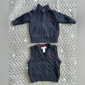 Selling Ralph Lauren baby sweater and vest in size 6M.